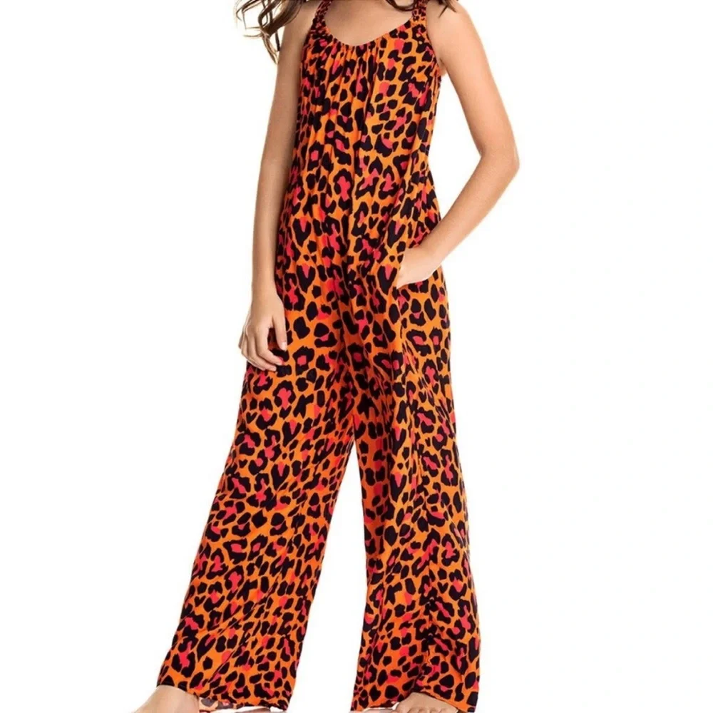 Maaji Bright Leopard Print Jumpsuit Beach Cover Up
